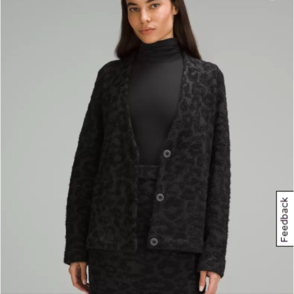 Lululemon Wool-Blend Jacquard Cardigan black with sparkle like new